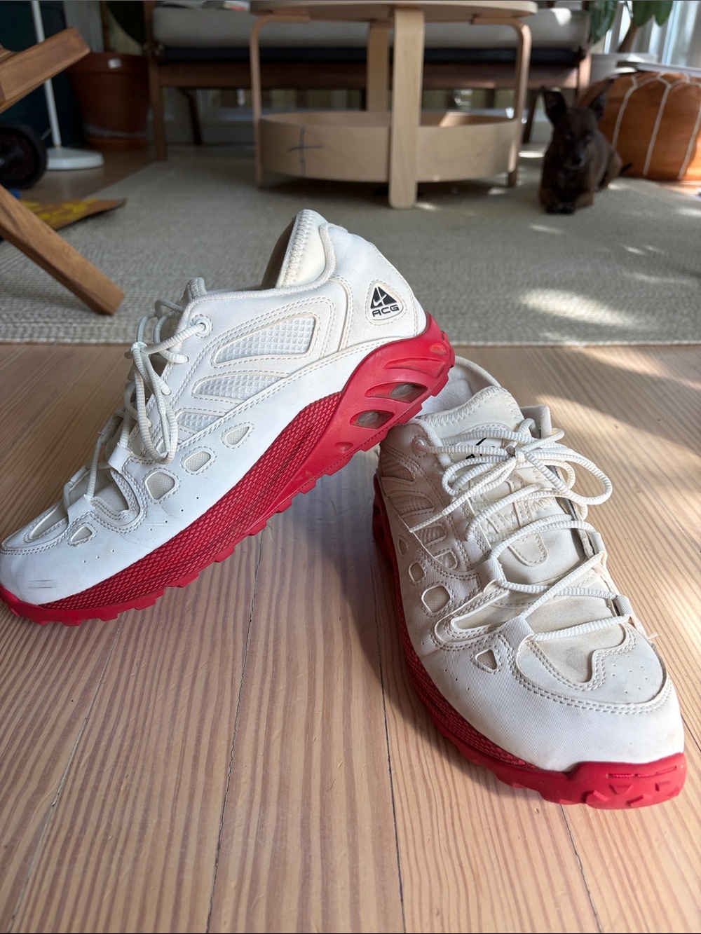 Nike ACG White and Red Trail Sneakers